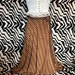 Free people wrap skirt printed brown size 8